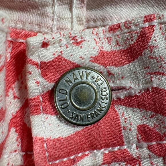 Old Navy Rockstar Women’s Skinny Jeans Coral White Floral Print Size 4 - Picture 4 of 9